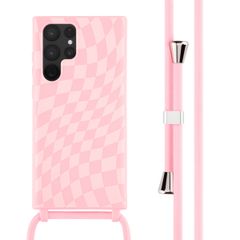 imoshion Siliconen design hoesje met koord Samsung Galaxy S22 Ultra - Retro Pink