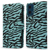 imoshion Design Bookcase Motorola Moto G34 - Black Blue Stripes