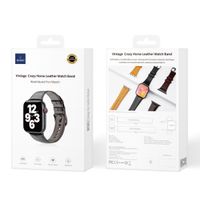 WiWu Vintage lederen band Apple Watch Series 1 t/m 11 / SE / Ultra (44/45/46/49 mm) - Zwart