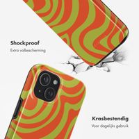 Selencia Vivid Tough Backcover met MagSafe iPhone 15 - Wavy Swirl Orange Fern