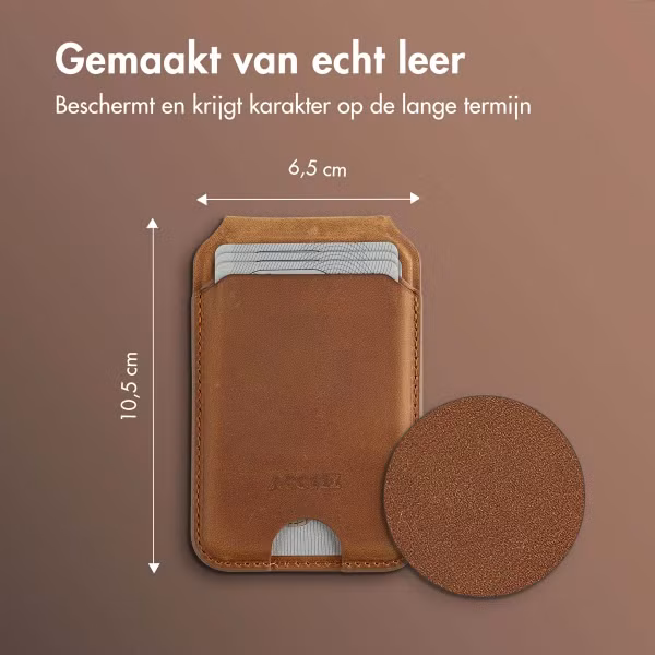 Accezz Vintage Leather MagSafe Kaarthouder met Standaard - Tobacco Cognac