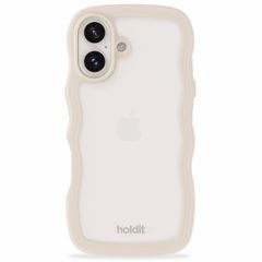 Holdit Wavy Case iPhone 16 Plus - Light Beige / Transparent