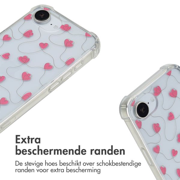 imoshion Design hoesje met koord Apple iPhone 16e - Dusty Rose Connected Hearts