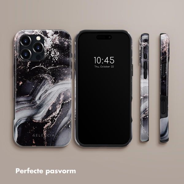 Selencia Vivid Tough Backcover met MagSafe iPhone 16 Pro Max - Chic Marble Black