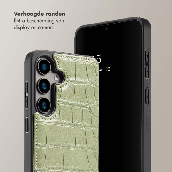 Selencia Nova Croco Backcover met koord en pashouder Samsung Galaxy S24 - Sage Green