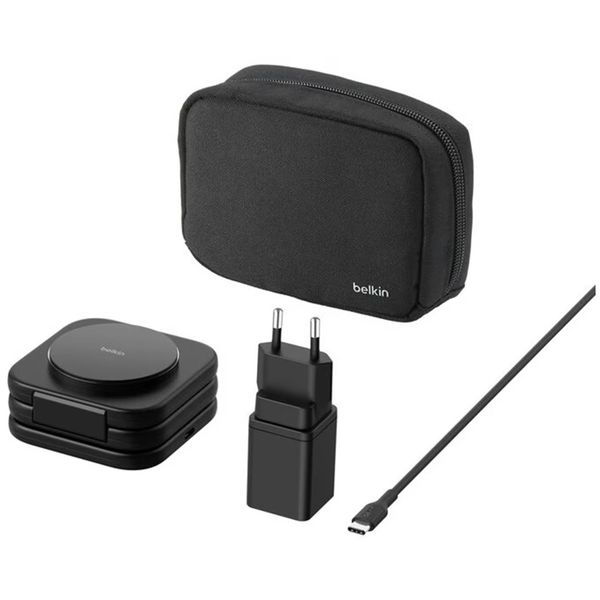 Belkin 3-in-1 Magnetisch Draadloos Reislaadstation met Qi2 15W - Zwart