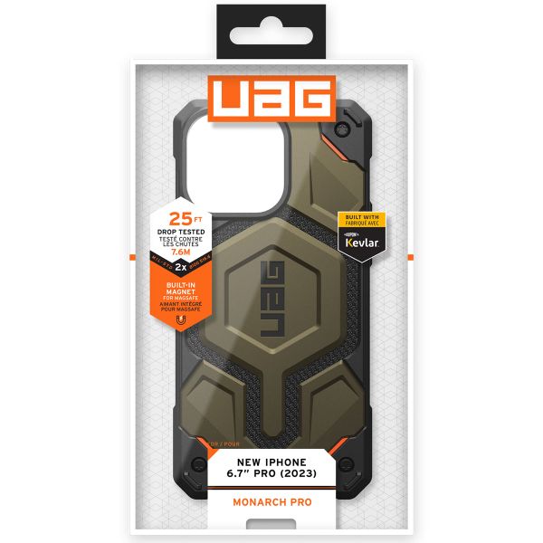 UAG Monarch Pro Backcover iPhone 15 Pro Max - Kevlar Element Green