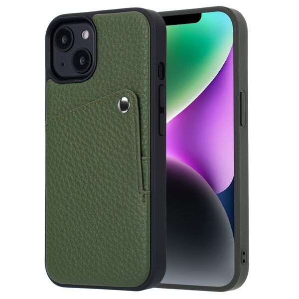 Selencia Riva Backcover met Pashouder Apple iPhone 14 / 13 - Sage Green