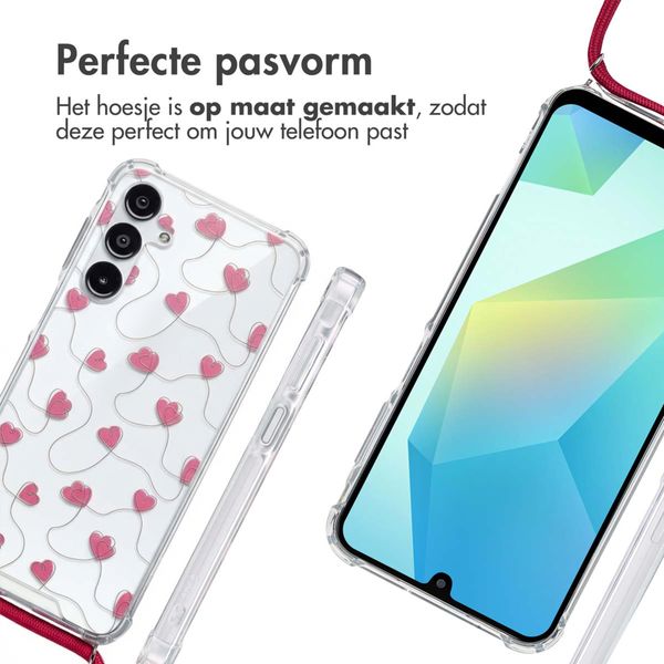 imoshion Design hoesje met koord Samsung Galaxy A16 - Dusty Rose Connected Hearts