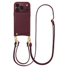 Selencia Nova Telefoonhoes met Koord en Pashouder Apple iPhone 18 Pro / 17 Pro - Bold Burgundy