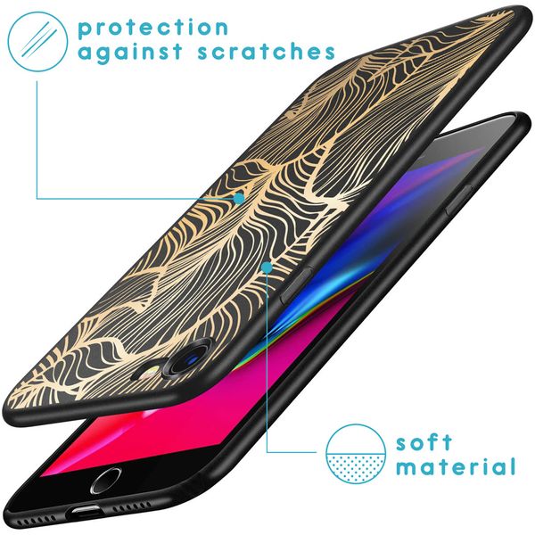 imoshion Design hoesje iPhone SE (2022 / 2020) / 8 / 7 - Bladeren / Zwart