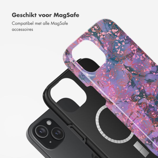 Selencia Vivid Tough Backcover met MagSafe iPhone 15 - Fresh Paint Flower Orange