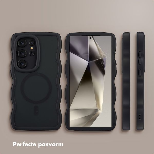 Selencia Wavy Backcover met MagSafe Samsung Galaxy S24 Ultra - Zwart