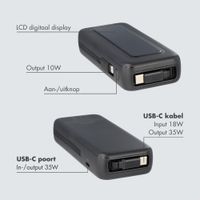 imoshion Powerbank met uittrekbare kabel 10.000 mAh - Power Delivery - USB-C + Lightning - Zwart