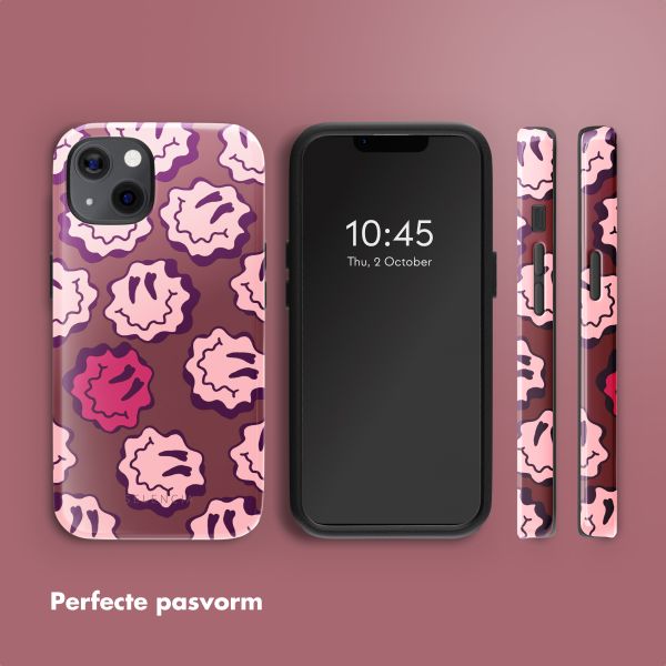 Selencia Vivid Backcover met MagSafe Apple iPhone 13 - Wavy Smiley Pink