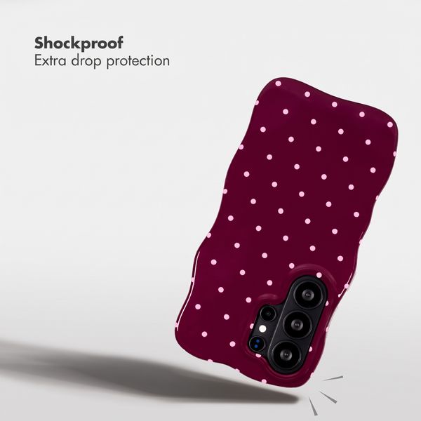 Selencia Vivid Wavy Back Cover with MagSafe Samsung Galaxy S26 Ultra - Happy Dots Burgundy