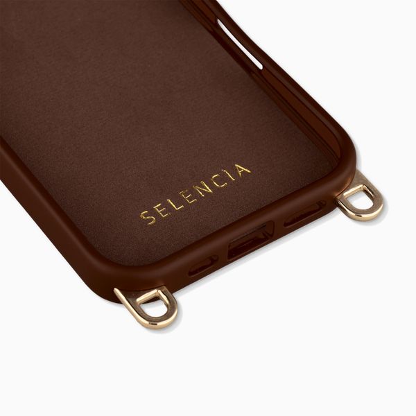 Selencia Rivièra MagSafe Backcover met afneembare haakjes Apple iPhone 16 - Choco Brown