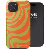 Selencia Vivid Backcover met MagSafe Apple iPhone 15 - Wavy Swirl Orange Fern