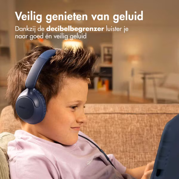 imoshion Kinderkoptelefoon met Draad - AUX kabel - Decibelbegrenzer - Denim Blue