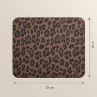 Selencia Sabi Kunstleren Muismat met Panterprint - 20 x 24 cm - Mocha Brown