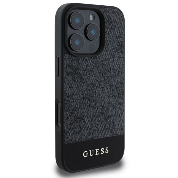 Guess Bottom Stripe 4G Backcover iPhone 16 Pro - Grijs