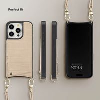 Selencia Nova Croco Phone Case with Cord and Card Holder Apple iPhone 15 Pro - Beige