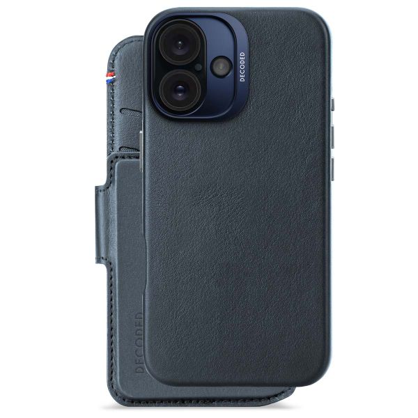 Decoded 2 in 1 Leather Detachable Wallet MagSafe Apple iPhone 16 - Navy