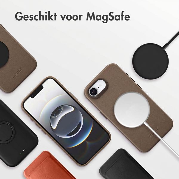 Accezz MagSafe Leather Backcover Apple iPhone 17e / 16e - Coffee Brown