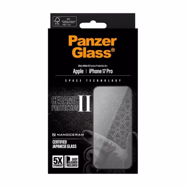 PanzerGlass Ceramic Screenprotector met applicator Apple iPhone 17 Pro