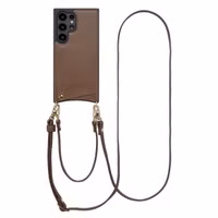 Selencia Nova Telefoonhoes met Koord en Pashouder Samsung Galaxy S24 Ultra - Mocha Brown