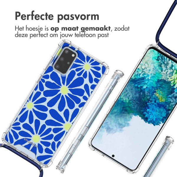 imoshion Design hoesje met koord Samsung Galaxy S20 Plus - Cobalt Blue Flowers Connect