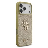 Guess 4G Metal Logo Glitter Backcover Apple iPhone 17 Pro - Goud