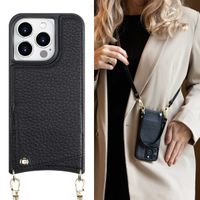 Selencia Nova Phone Case with Cord and Card Holder Apple iPhone 15 Pro - Black