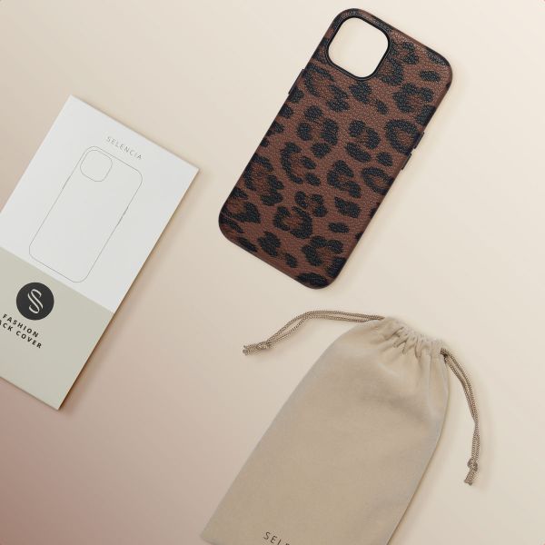 Selencia Sabi Back Cover Panther Print with MagSafe Apple iPhone 13 - Mocha Brown