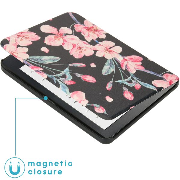 imoshion Design Slim Hard Case Bookcase Kobo Clara HD - Blossom Watercolor Black