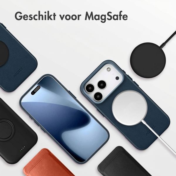 Accezz MagSafe Leather Backcover Apple iPhone 17 Pro - Nightfall Blue