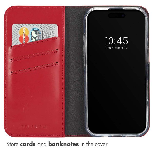 Selencia Genuine Leather Book Case Apple iPhone 16 Plus - Red