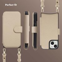 Selencia Riva Bookcase with MagSafe and phone strap Apple iPhone 15 - Beige