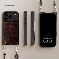 Selencia Nova Croco Phone Case with Cord and Card Holder Apple iPhone 18 Pro Max / 17 Pro Max - Choco Brown