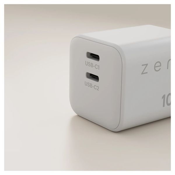 Zens Compact Oplader 2x USB-C 100W - Power Adapter - Wit
