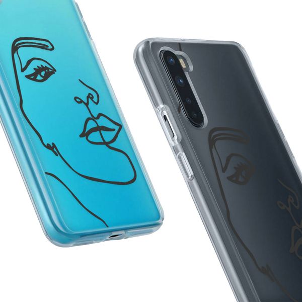 imoshion Design hoesje OnePlus Nord - Abstract Gezicht - Zwart