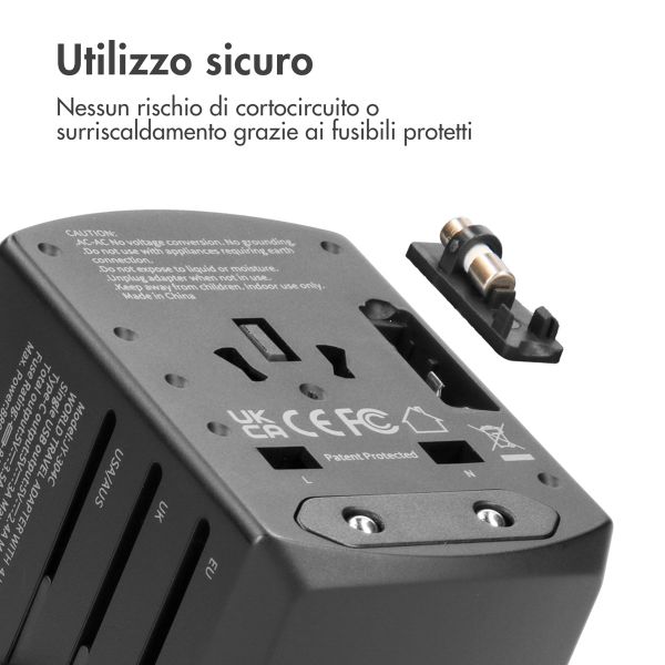 imoshion Universele wereldstekker - 3x USB-C & USB-A - Zwart