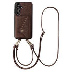 Selencia Sera Telefoonhoes met Koord en Envelop Pashouder Samsung Galaxy S25 FE - Chocolate Brown