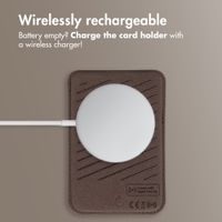 Accezz Magnetic Leather Card Holder - Compatible with Apple Find My - Coffee Brown