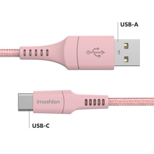 imoshion Braided USB-C naar USB kabel - 1 meter - Roze