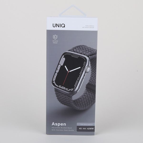 Uniq Aspen Braided bandje Apple Watch Series 1 t/m 11 / SE / Ultra (44/45/46/49 mm) - Granite Grey