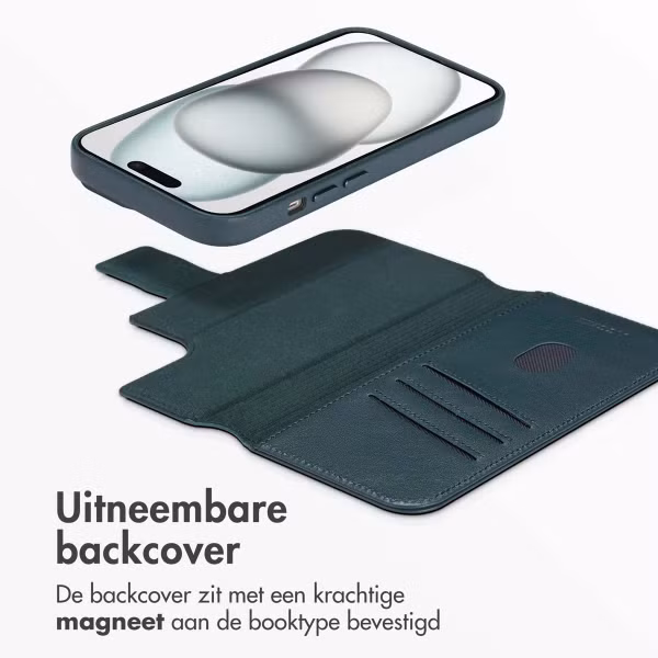 Accezz Leather Bookcase 2-in-1 met MagSafe Apple iPhone 15 - Cedar Green
