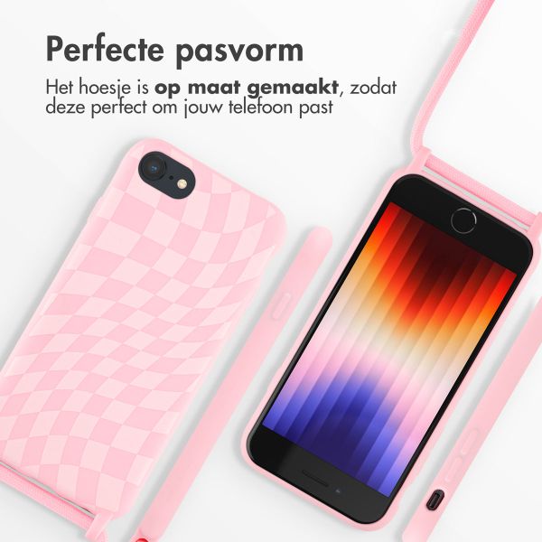 imoshion Siliconen design hoesje met koord iPhone SE (2022 / 2020) / 8 / 7 - Retro Pink