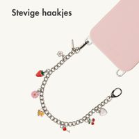 Selencia Rivièra MagSafe Backcover met afneembare haakjes voor de Apple iPhone 15 - Sorbet Pink + Chain Charm - Silver