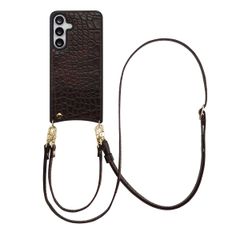Selencia Nova Croco Telefoonhoes met Koord en Pashouder Samsung Galaxy S25 FE - Choco Brown